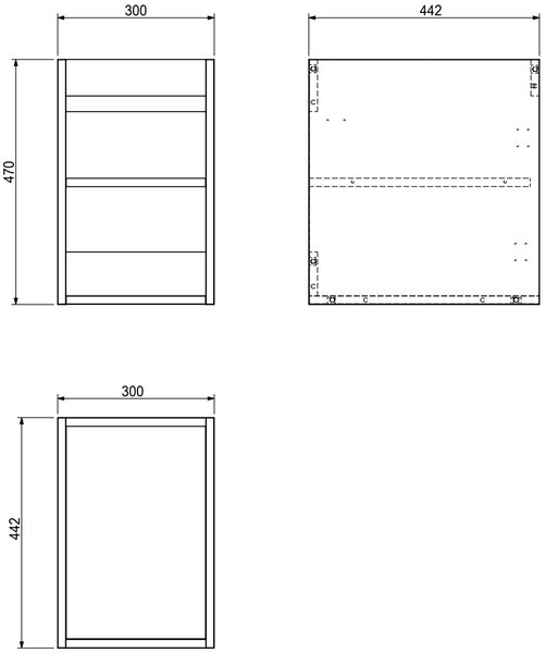 Mexen Box-A mosdó alatti szekrénytest 30 cm, fekete matt - 91AX1-0300-470-1-71