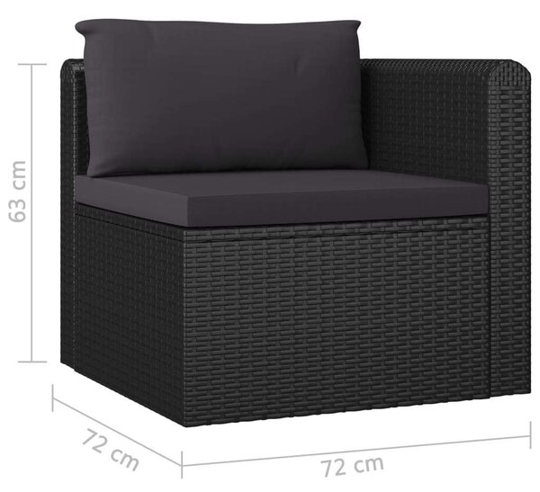 Polyrattan Kerti Társalgószett - 7 részes - Fekete