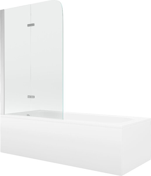 Mexen Vega 160 x 70 cm-es téglalap alakú kád burkolattal és 2 szárnyú paravánnal, 80 cm, átlátszó, króm