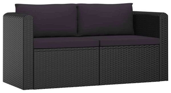 Polyrattan Kerti Társalgószett - 7 részes - Fekete
