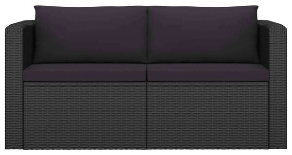 Polyrattan Kerti Társalgószett - 7 részes - Fekete
