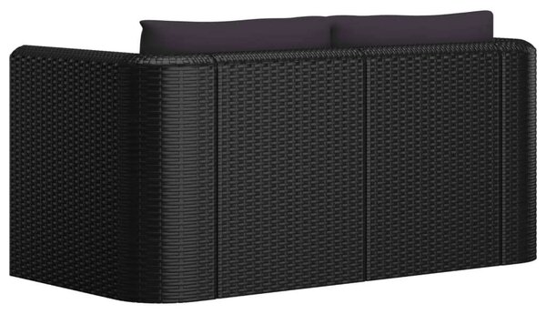 Polyrattan Kerti Társalgószett - 7 részes - Fekete
