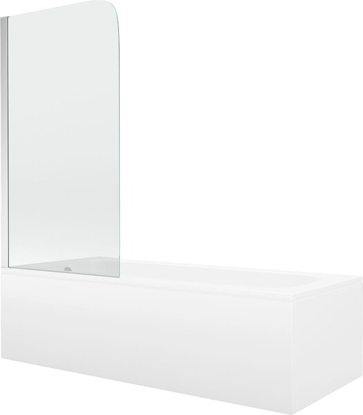 Mexen Vega téglalap alakú kád 150 x 70 cm burkolattal és 1 szárnyú paravánnal 70 cm, átlátszó, króm