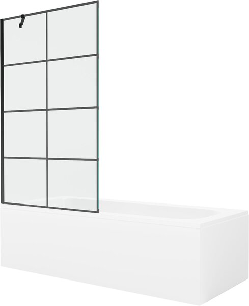 Mexen Vega téglalap alakú kád 150 x 70 cm burkolattal és 1 szárnyú paravánnal 100 cm, fekete minta - 550115070X9510007077