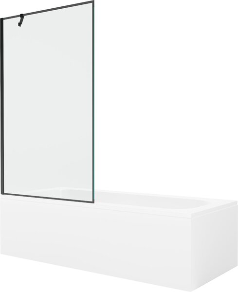 Mexen Vega téglalap alakú kád 150 x 70 cm burkolattal és 1-szárnyas paravánnal 100 cm, fekete minta - 550115070X9510007070