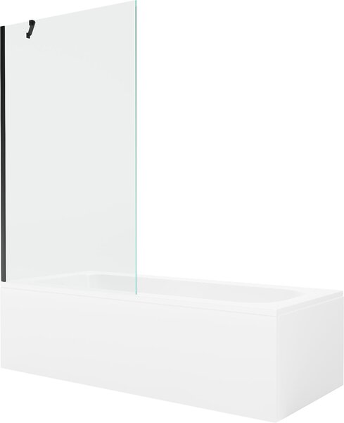 Mexen Vega téglalap alakú kád 150 x 70 cm burkolattal és 1-szárnyas, 100 cm-es paravánnal, átlátszó, fekete