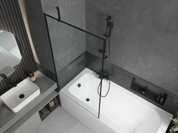 Mexen Vega téglalap alakú kád 150 x 70 cm burkolattal és 1-szárnyú paravánnal 90 cm, fekete minta - 550115070X9509007070