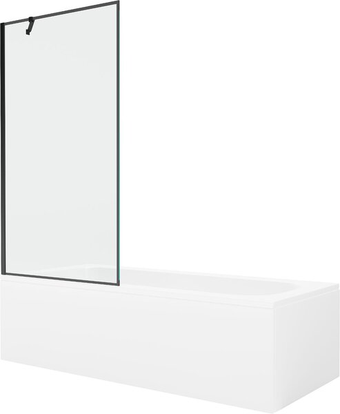 Mexen Vega téglalap alakú kád 150 x 70 cm burkolattal és 1-szárnyú paravánnal 90 cm, fekete minta - 550115070X9509007070