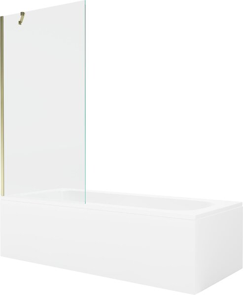 Mexen Vega téglalap alakú kád 150 x 70 cm burkolattal és 1 szárnyas paravánnal 90 cm, átlátszó, arany
