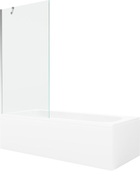 Mexen Vega téglalap alakú fürdőkád 150 x 70 cm burkolattal és 1-szárnyú paravánnal 90 cm, átlátszó, króm