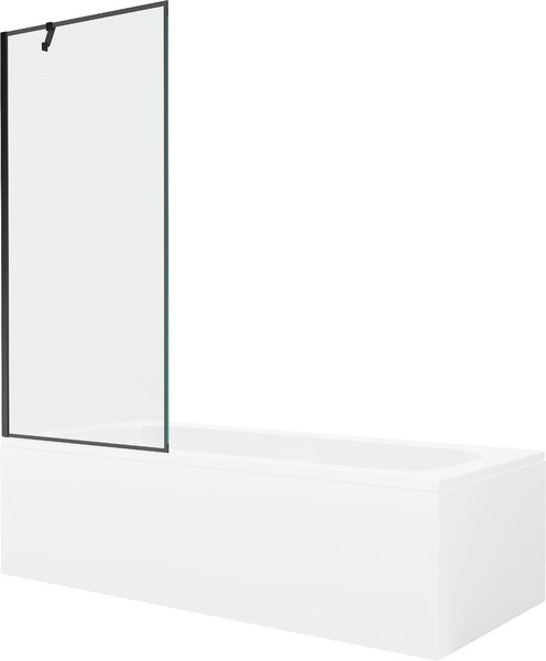 Mexen Vega téglalap alakú kád 150 x 70 cm burkolattal és 1-szárnyú paravánnal 80 cm, fekete minta - 550115070X9508007070