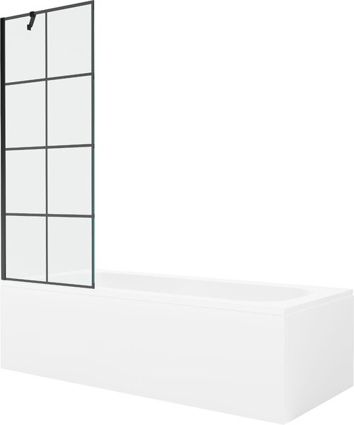 Mexen Vega téglalap alakú kád 150 x 70 cm burkolattal és 1-szárnyú zuhanyfallal 70 cm, fekete mintázat