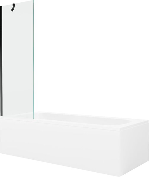 Mexen Vega téglalap alakú kád 150 x 70 cm burkolattal és 1-szárnyas paravánnal 60 cm, átlátszó, fekete
