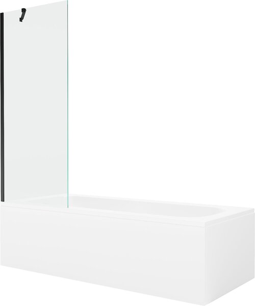 Mexen Vega 150 x 70 cm-es téglalap alakú kád burkolattal és 1-szárnyú paravánnal 70 cm, átlátszó, fekete