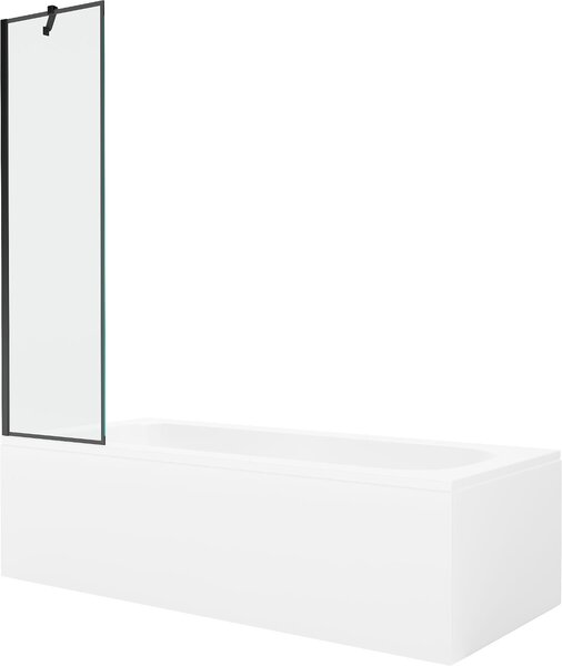 Mexen Vega 150 x 70 cm-es téglalap alakú kád burkolattal és 50 cm-es fekete mintás, egyszárnyú paravánnal