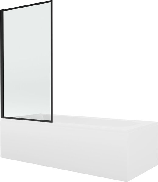 Mexen Vega téglalap alakú kád 160 x 70 cm burkolattal és 1 szárnyú paravánnal 70 cm, fekete minta fix
