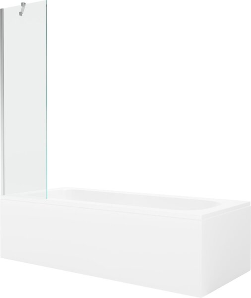 Mexen Vega 150 x 70 cm-es téglalap alakú kád burkolattal és 1-szárnyas paravánnal 50 cm, átlátszó, króm