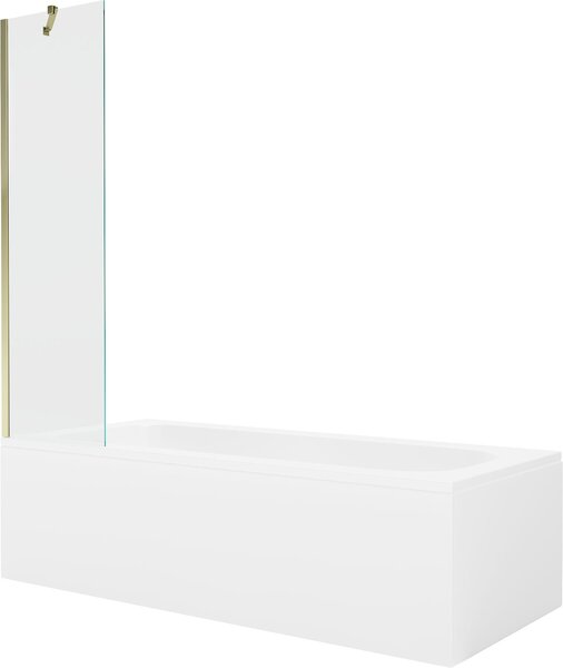 Mexen Vega téglalap alakú kád 150 x 70 cm burkolattal és 1-szárnyú paravánnal 50 cm, átlátszó, arany