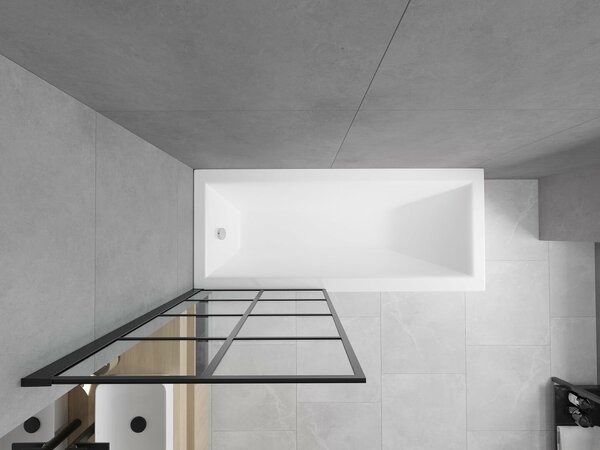 Mexen Cubik 160 x 70 cm-es téglalap alakú kád burkolattal és 1 szárnyú 80 cm-es paravánnal, fekete mintázat