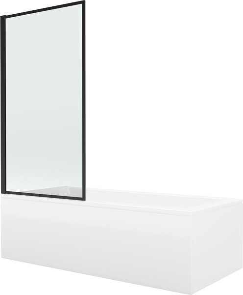 Mexen Cubik 160 x 70 cm-es téglalap alakú kád burkolattal és 1-szárnyú paravánnal, fekete fix mintázat