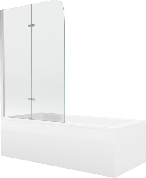 Mexen Cubik téglalap alakú kád 150 x 70 cm burkolattal és 2 szárnyú 80 cm-es paravánnal, átlátszó, króm