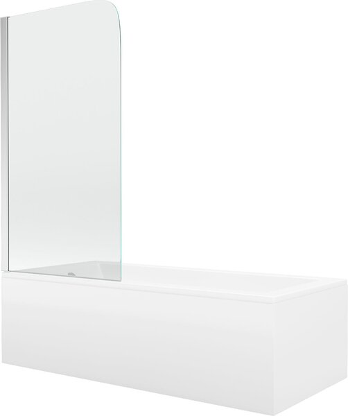 Mexen Cubik 160 x 70 cm-es négyszögletes kád burkolattal és 1-szárnyas tolóajtóval 80 cm, átlátszó, króm