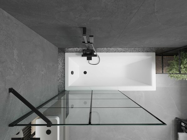 Mexen Cubik téglalap alakú kád 150 x 70 cm burkolattal és 1-szárnyú paravánnal 100 cm, fekete mintával