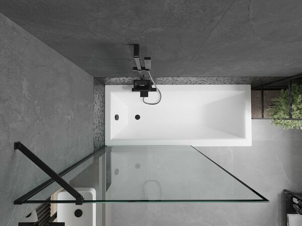 Mexen Cubik szögletes kád 150 x 70 cm burkolattal és 1-szárnyú paravánnal 100 cm, fekete mintázat - 550315070X9510007070