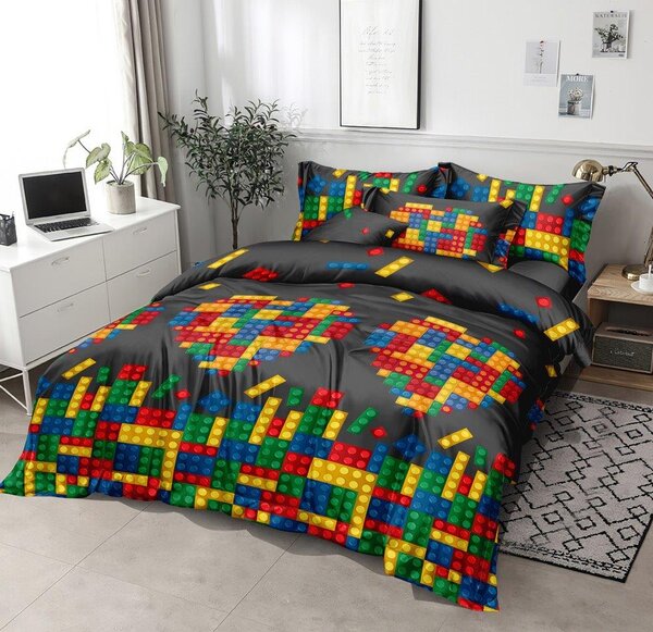 LEGO HEARTS mikroszálas ágynemű fekete