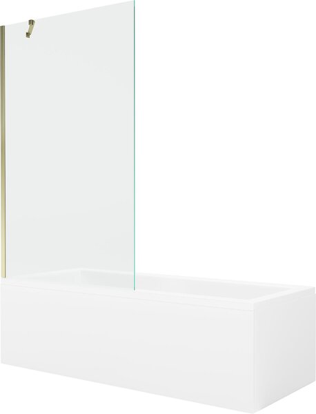 Mexen Cubik 150 x 70 cm-es téglalap alakú kád burkolattal és 1-szárnyú, 100 cm-es átlátszó arany paravánnal