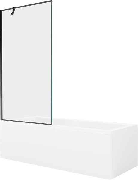 Mexen Cubik téglalap alakú kád 150 x 70 cm, burkolattal és 1-szárnyas paravánnal 90 cm, fekete minta