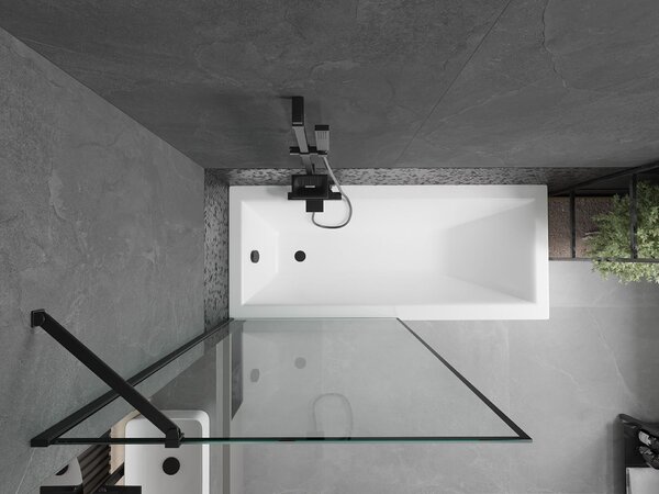 Mexen Cubik téglalap alakú kád 150 x 70 cm, burkolattal és 1-szárnyas paravánnal 90 cm, fekete minta