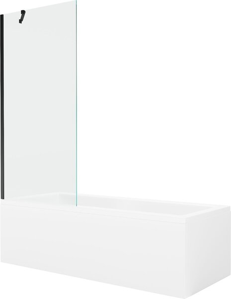 Mexen Cubik téglalap alakú kád 150 x 70 cm burkolattal és 1-szárnyas 80 cm-es válaszfallal, átlátszó, fekete