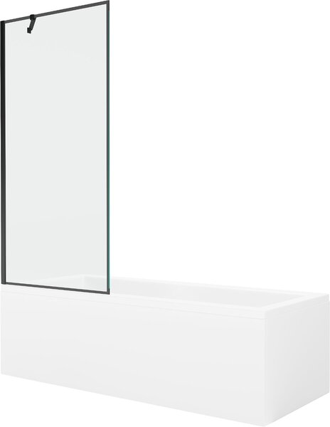 Mexen Cubik rektanguláris kád 150 x 70 cm burkolattal és 1 szárnyú 80 cm-es zuhanyfallal, fekete minta
