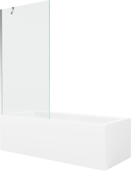 Mexen Cubik téglalap alakú kád 150 x 70 cm borítással és 1 szárnyas, 90 cm-es paravánnal, átlátszó, króm