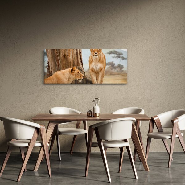 Kép - két oroszlán (120x50 cm)