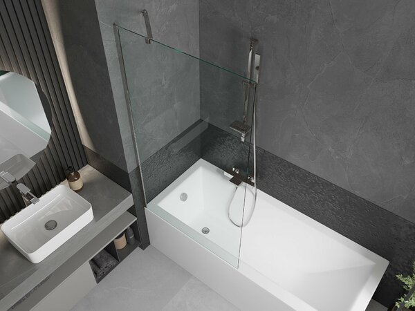 Mexen Cubik téglalap alakú kád 150 x 70 cm borítással és 1 szárnyas, 90 cm-es paravánnal, átlátszó, króm