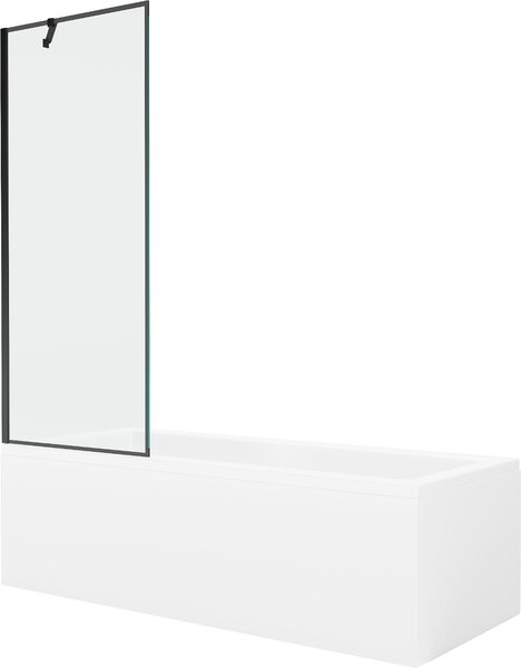 Mexen Cubik téglalap alakú kád 150 x 70 cm burkolattal és 1-szárnyú paravánnal 70 cm, fekete minta - 550315070X9507007070