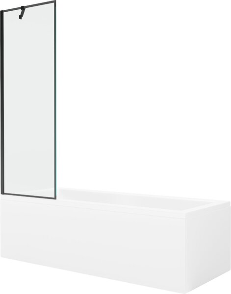 Mexen Cubik téglalap alakú kád 150 x 70 cm burkolattal és 1-szárnyú paravánnal 60 cm, fekete minta - 550315070X9506007070