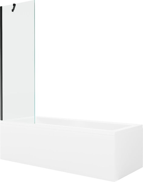 Mexen Cubik téglalap alakú kád 150 x 70 cm burkolattal és 1-szárnyú paravánnal 60 cm, átlátszó, fekete