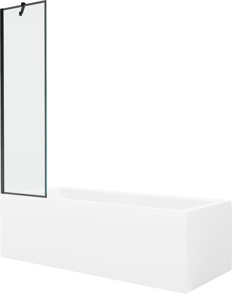 Mexen Cubik téglalap alakú kád 150 x 70 cm burkolattal és 1-ajtós paravánnal 50 cm, fekete minta - 550315070X9505007070