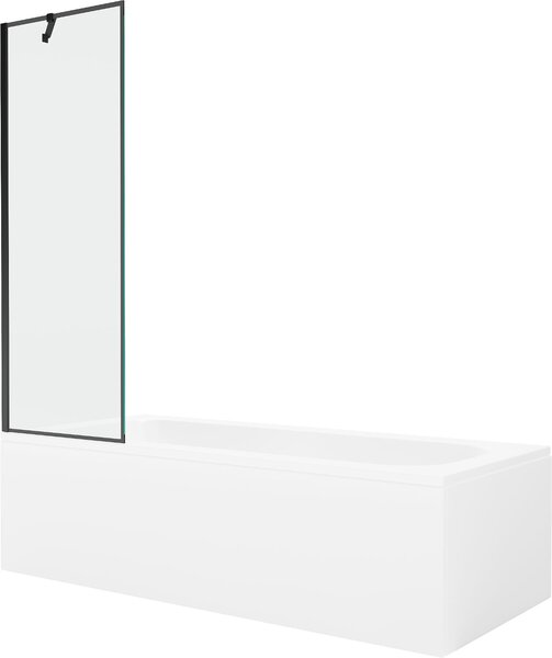 Mexen Vega téglalap alakú kád 160 x 70 cm burkolattal és 1 szárnyas paravánnal 60 cm, fekete mintázat