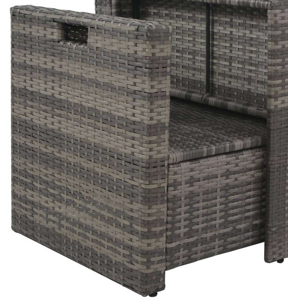 Polyrattan Kerti Bútorgarnitúra - 6 részes - Szürke