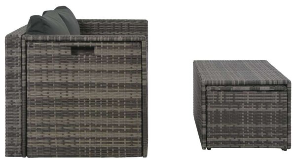 Polyrattan Kerti Bútorgarnitúra - 6 részes - Szürke