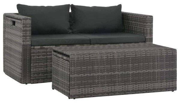 Polyrattan Kerti Bútorgarnitúra - 6 részes - Szürke
