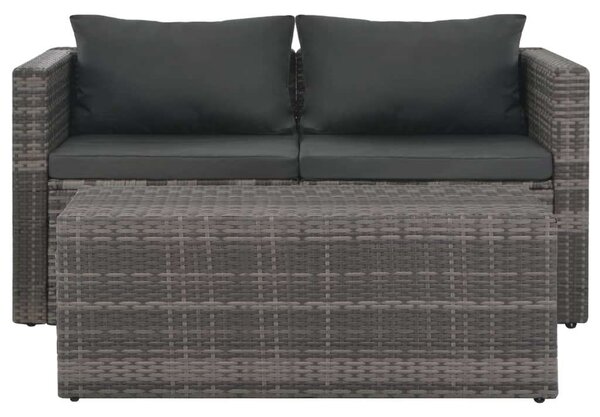 Polyrattan Kerti Bútorgarnitúra - 6 részes - Szürke
