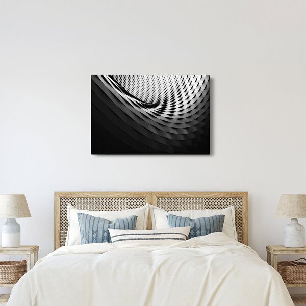 Absztrakt kép - fekete-fehér spirál (90x60 cm)