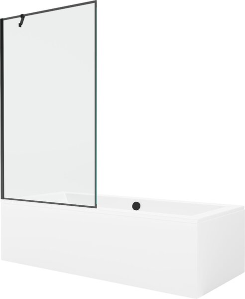 Mexen Cube téglalap alakú kád 180 x 80 cm burkolattal és 1-szárnyú paravánnal 100 cm, fekete minta - 550518080X9510007070
