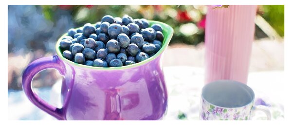Kép - áfonyák a bögrében (120x50 cm)