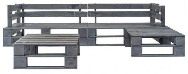 Raklap Ülőgarnitúra - Szürke Fa - 4 részes - 220x155cm